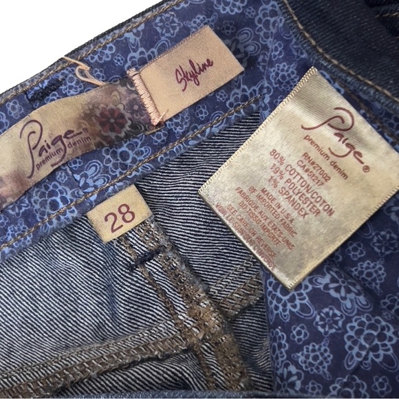 Paige Skyline 28X31.75 Skinny Straight Dark Stretch Blue Jeans - Picture 5 of 5